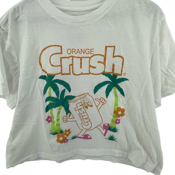 Crush Tops - Orange Crush Tropical Graphic Cropped Tee XL Retro Soda Shirt